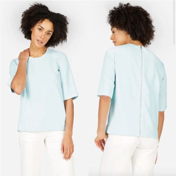 Everlane Japanese GoWeave Zip Back Top Mint 0 - Picture 1 of 5